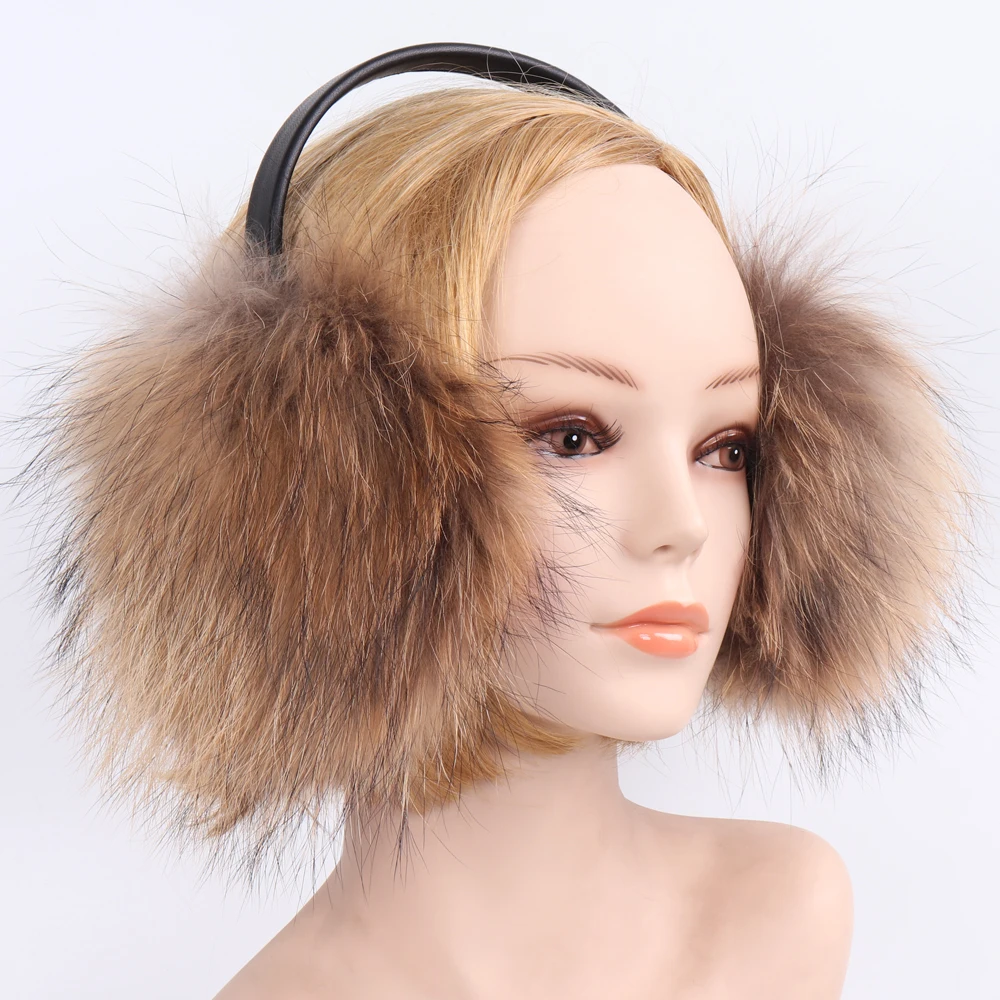 New Style Winter Women Warm Soft Real Fox Fur Earmuffs Girl Big Fox Fur Plush Ear Muff Lady 100% Real Natural Fox Fur Earmuffs