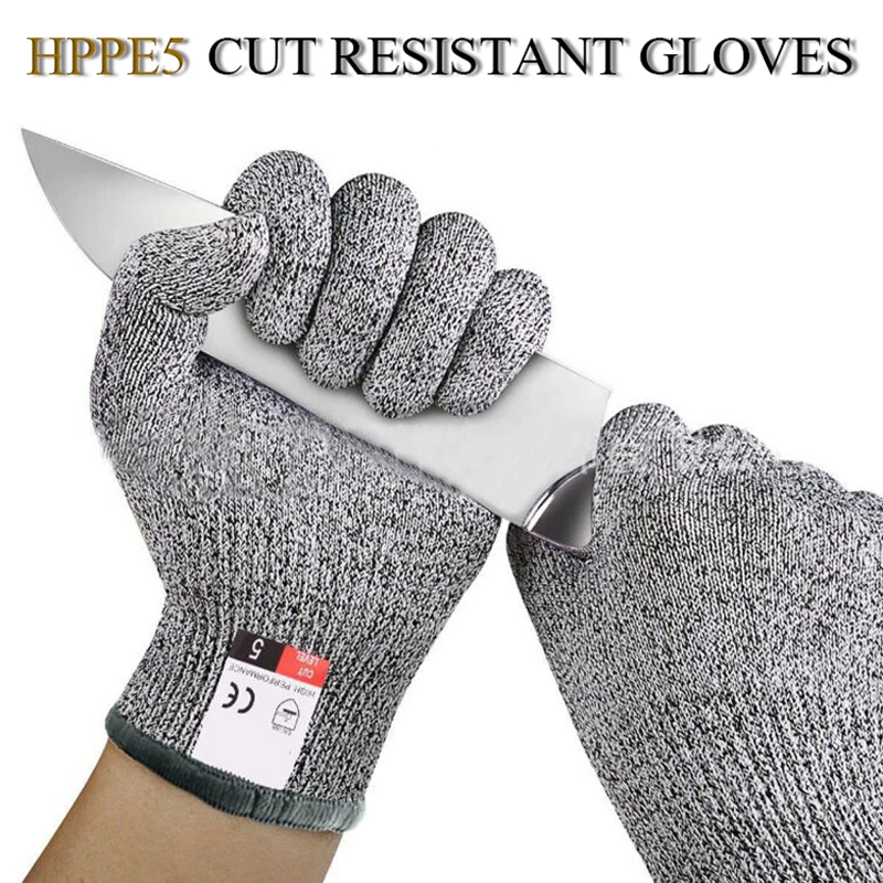 

1 Pair HPPE Outdoor Fishing Hunting Anti-cut Cut Proof Stab Resistant Kitchen Butcher Safety Working Gloves Level 5