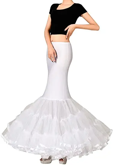 Fancy Newly Designed Women's Trumpet Mermaid Bridal Petticoat Crinoline Slips Underskirt White