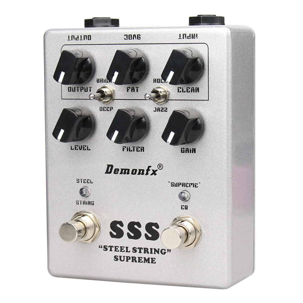 Demonfx-SSS Steel String Guitar Overload Pedal, Clean Drive Tone Effect, Preamplifier Function, High Quality, New