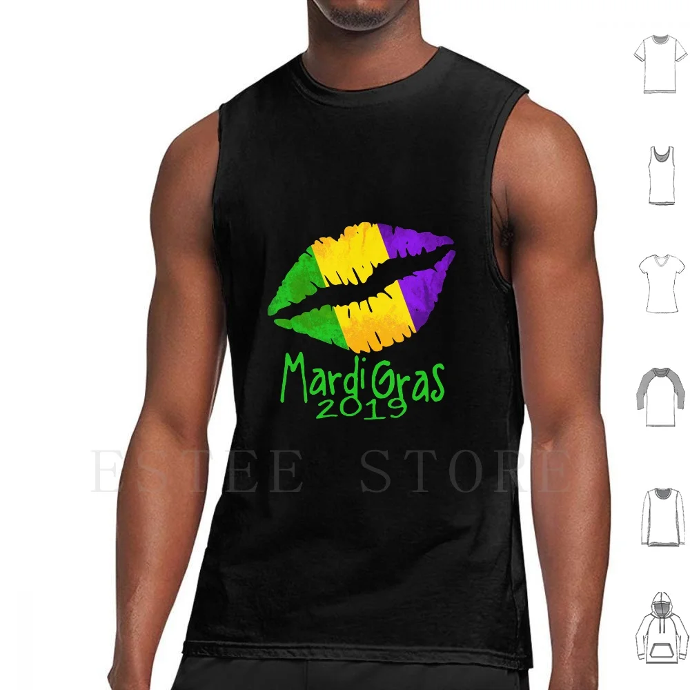 Mardi Gras 2019 Kiss Lips Tank Tops Vest Cotton Mardi Gras Mardi Gras 2019 New Orleans Louisiana Mardi Gras Costume Kiss Lips
