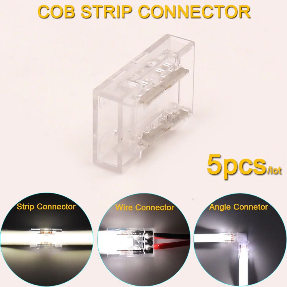 5pcs High Quality COB LED Strip Fast Connector for 8mm 10mm Width COB Strip LED Tape FOB Solderless Joint Wire Connectors