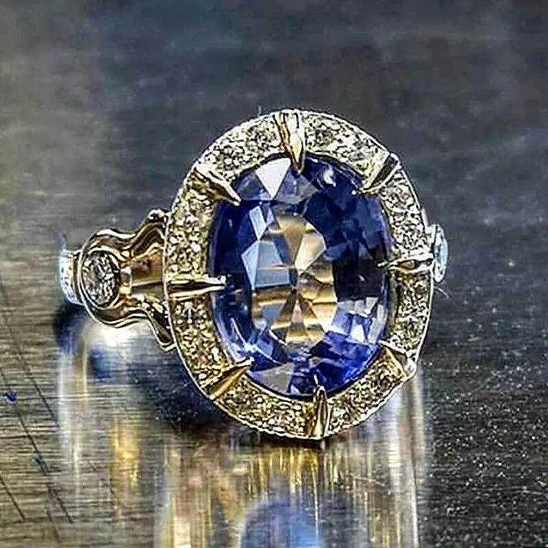 Anello in oro 14 carati con zaffiro naturale per donna uomo Anillos De Bizuteria pietra preziosa Birthstone gioielli Bague Diamant scatola anello in