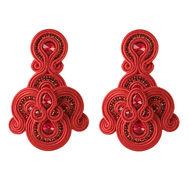 KpacoTa Creazione di gioielli di moda soutache tessitura Orecchini etnico boho Colore fatto a mano glamour Orecchino lungo grande pendente Regalo