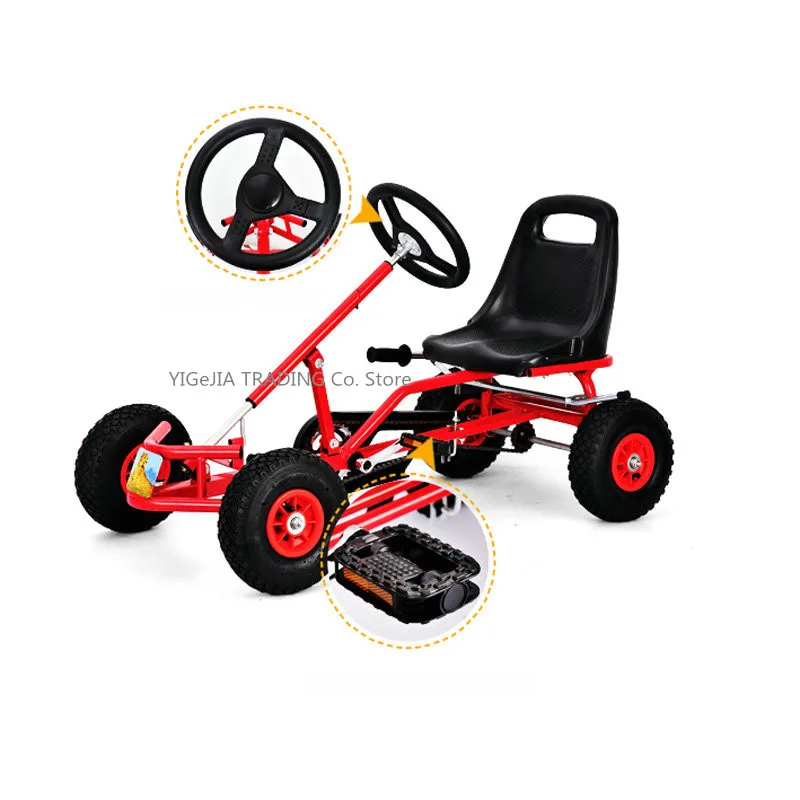 Children 12 inch air wheel Rubber Tyre pedal go karts, 4 wheeled Kids Exercise Go Kart