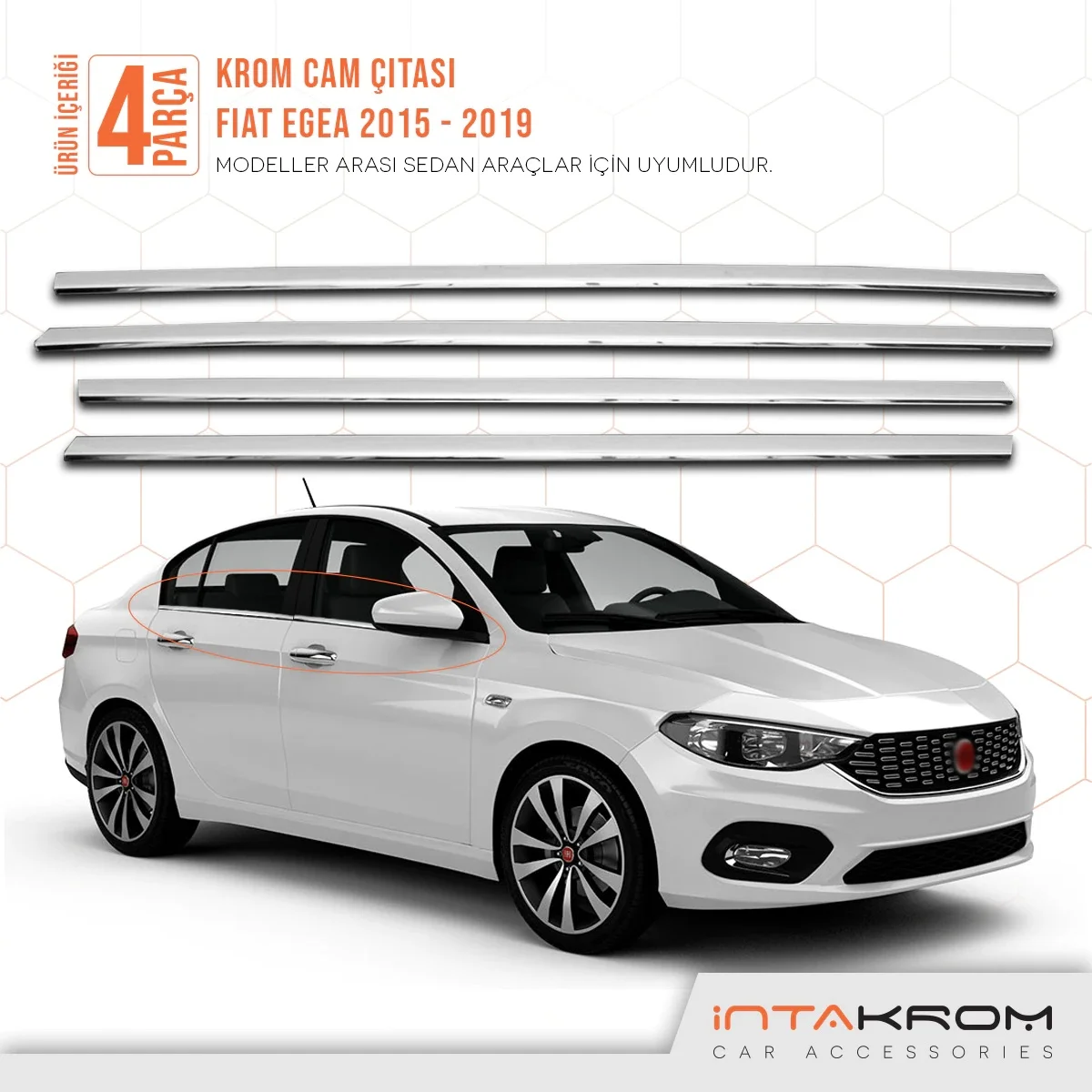 Fit For Fiat Egea Chrome Window Frame Trim 4 Piece 2015 and Post HB SD Chromium Styling Accessories Modified Designed Car makeup