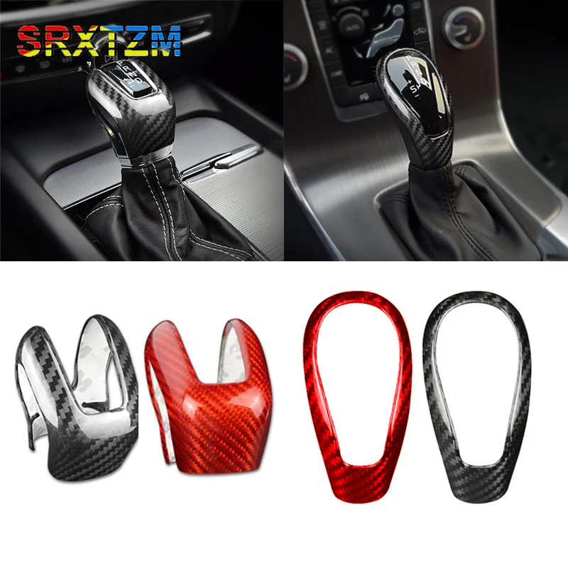 Car Automatic Carbon Fiber Speed Gear Shift Knob Head Cover Cap Sticker Trim For Volvo XC60 XC90 S60 V60 S90 V90 S80 V40 XC70