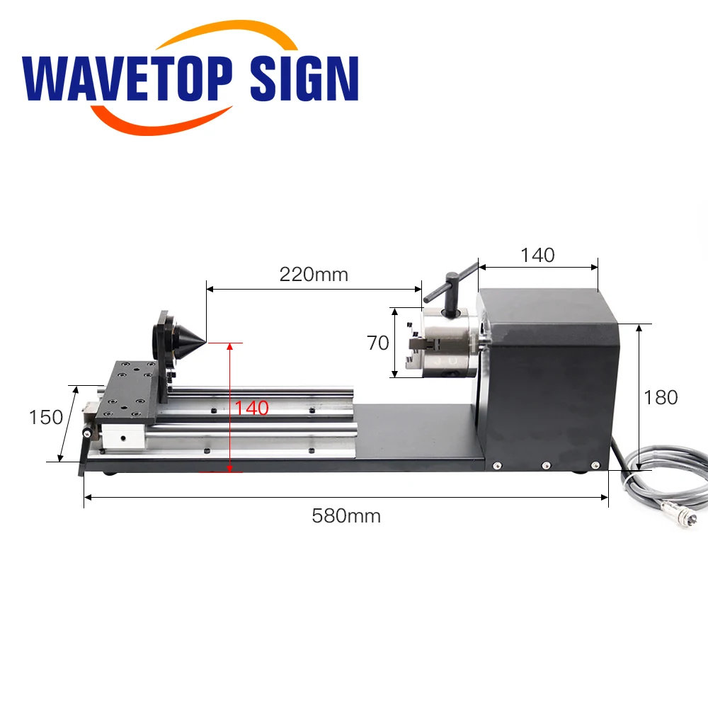 Поворотная насадка WaveTopSign с патронами, 2-фазный 3-фазный шаговый двигатель, вращающийся рабочий стол для станка для лазерной гравировки и резки CO2