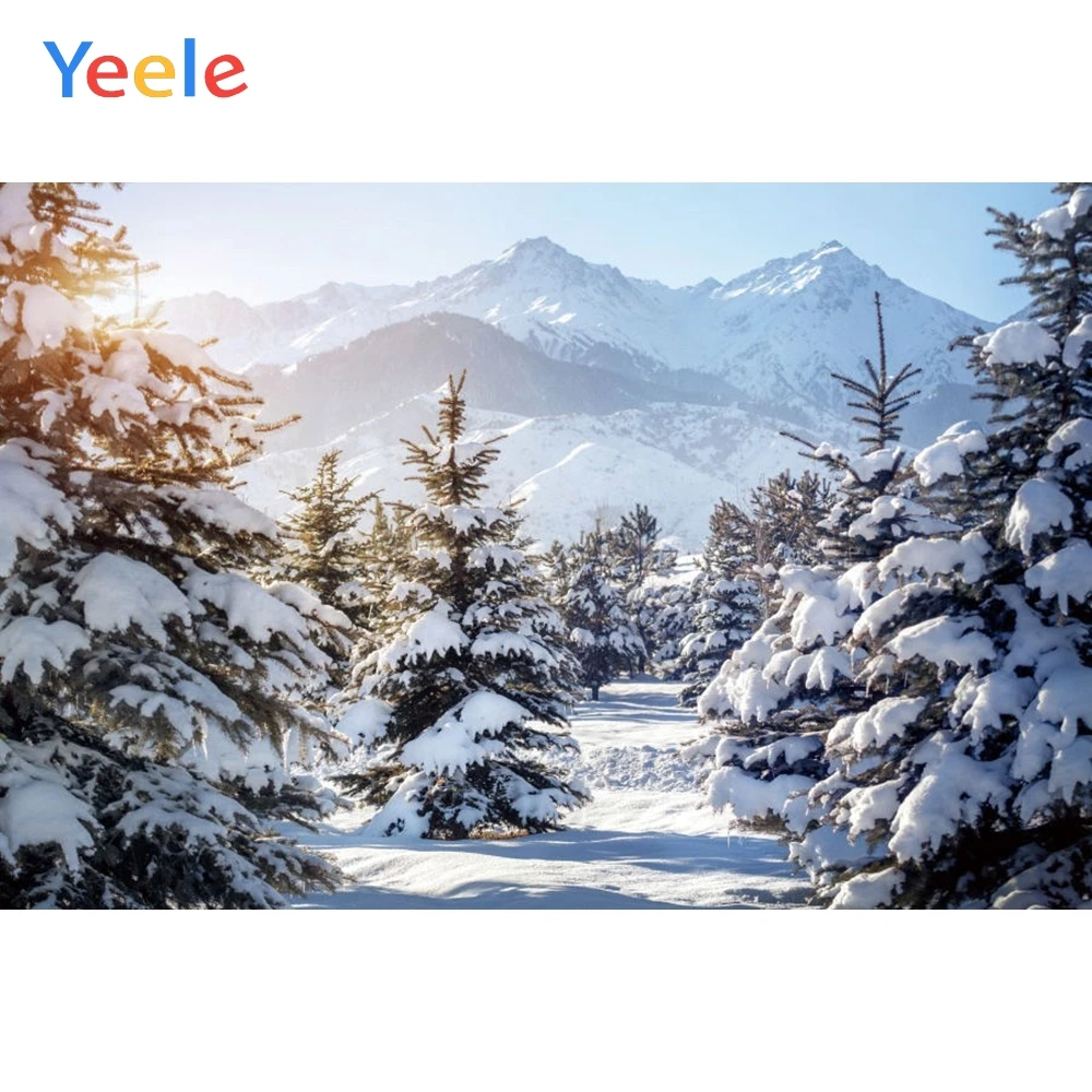 

Yeele Christmas Backdrop Tree Snow Mountain Winter Baby Birthday Party Customized Vinyl Photography Background For Photo Studio