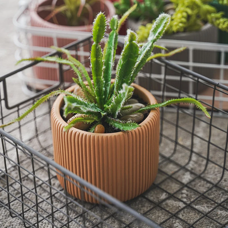 Concrete flowerpot mold stripe design concrete plaster cylindrical flowerpot silicone mold candle cup container DIY mold