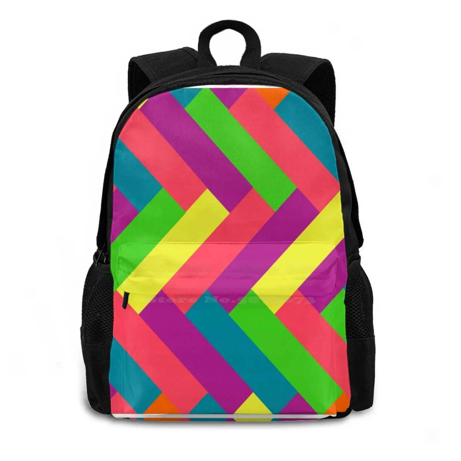 Tropical Colors Rectangle Pattern Fashion Travel Laptop School Backpack Bag Tropical Colors Tropical Tropics Summer Rectangles