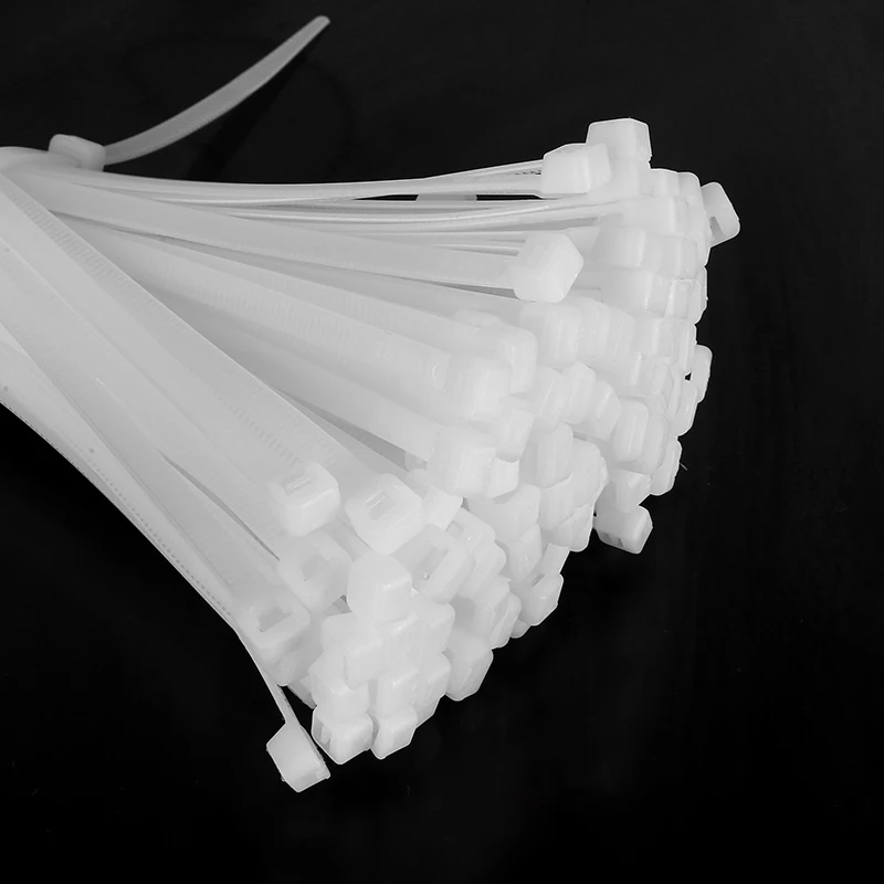 100pcs/bag cable tie Self-locking plastic nylon tie White Organiser Fasten Cable Wire Cable Zip Ties