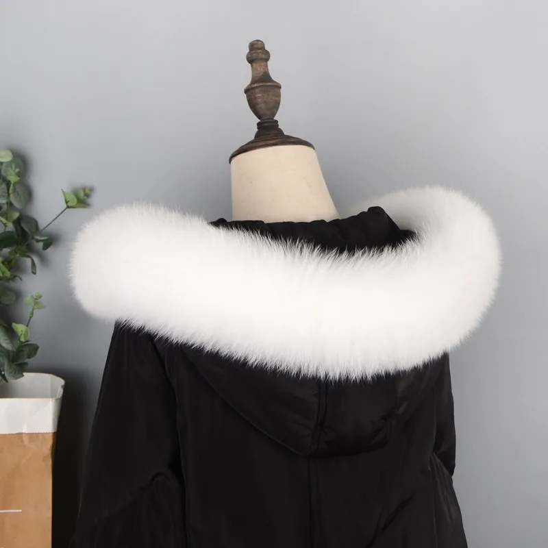 Genuine Natural Real Fox Fur Scarf Warm Women Coat Hat Trim Straight Collar Winter Fashion Scarves Luxury Large Size Fox Shawl