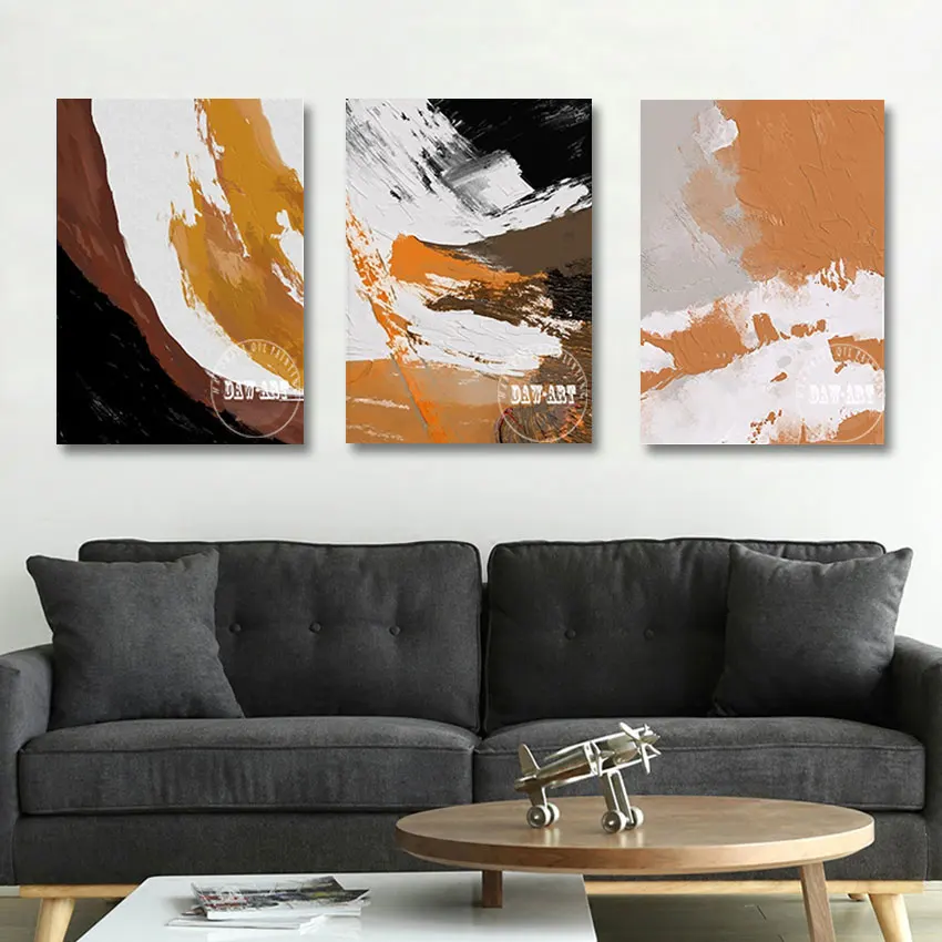 100% Hand Painted Picture, Modern Abstract Oil Painting, Knife Canvas Art, 3PCS, Frameless, Wall Decoration For Living Room