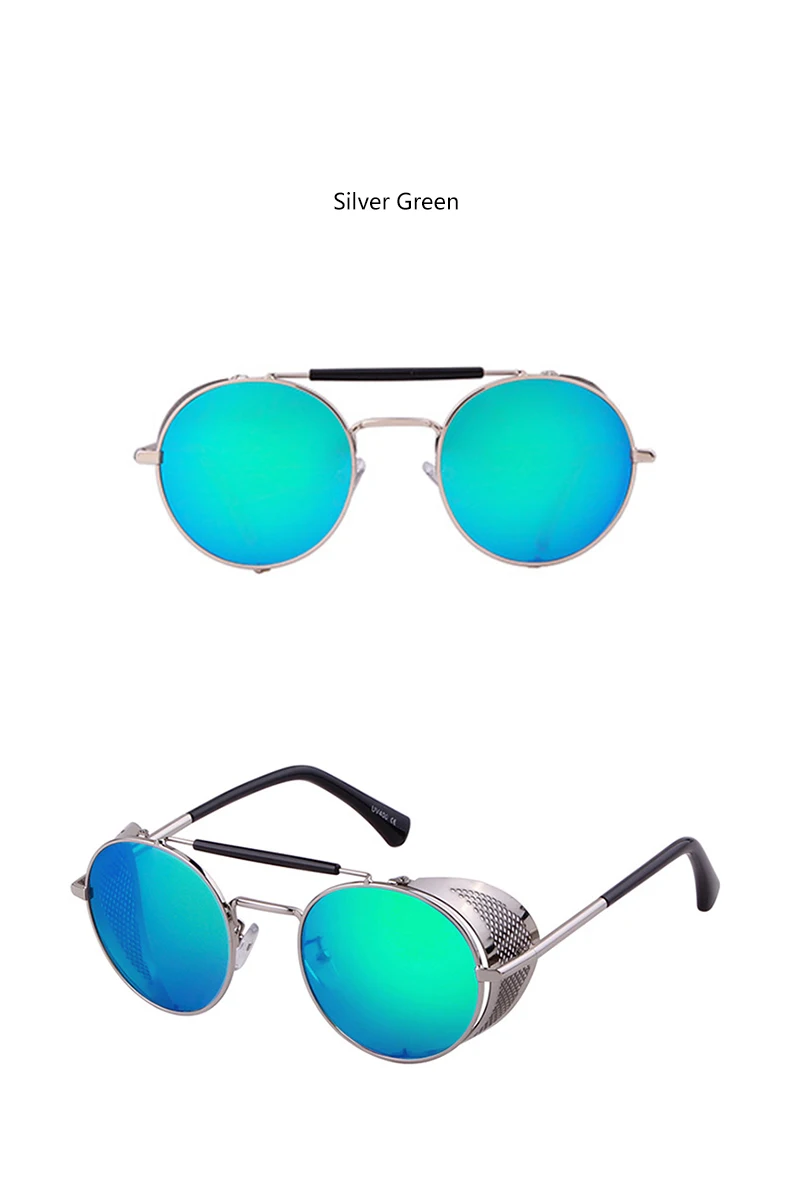 Neue Steampunk Retro Runde Metall Sonnenbrille Männer Frauen Marke Designer Gläser Metall Schilde Shades Oculos De Sol UV400 Brillen – Detail 11