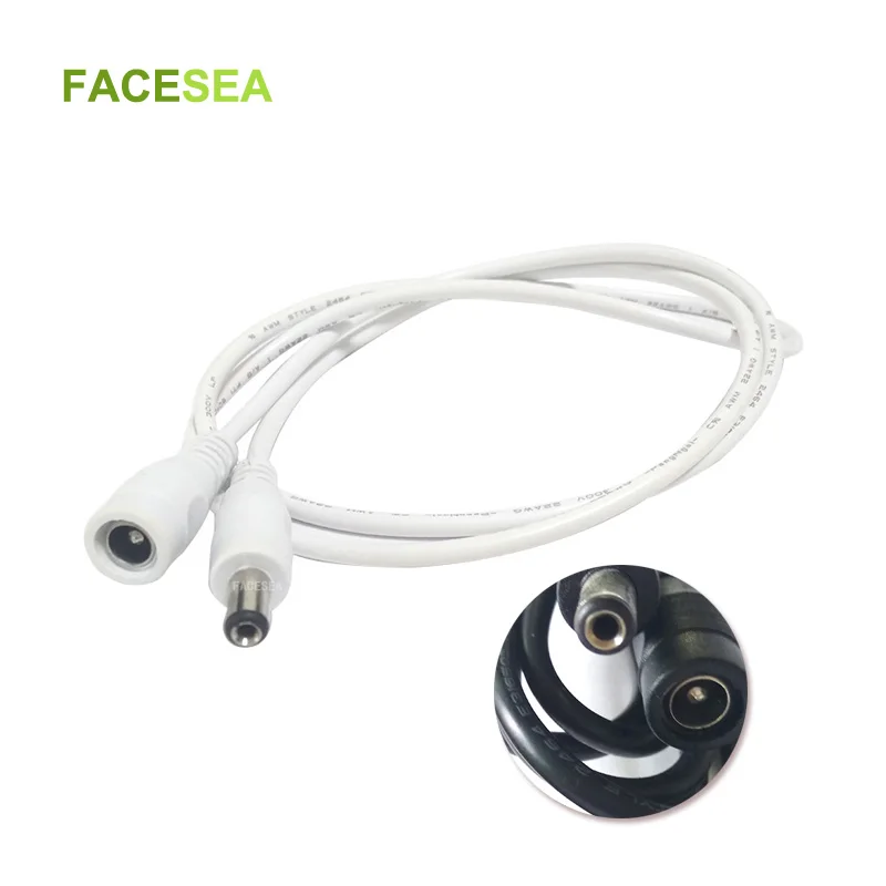 

10pcs 20pcs 50pcs 1m 5.5 x 2.1mm DC Power connector Jack Adapter female & Male extension cable Plug White Black