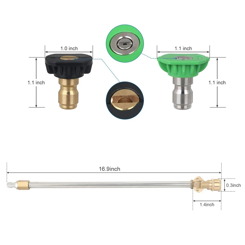 Pressure Washer Wand with Adjustable Angle Nozzle, 16 in ch Spray Lance 180 Degree with 5 Angles Quick Connect Pivot Adapter Cou