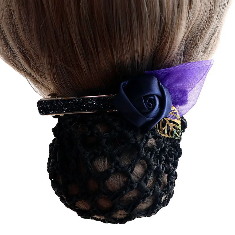 Hair Nets For Women Clip Mesh Hair Barrette Bun Cover Handwork Rose Net Snood Hairnet Decor for Lady Dance Office Special Design