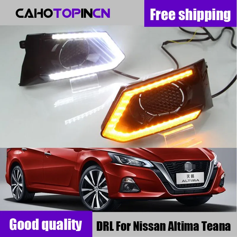 

2PCS LED Daytime Running Light For Nissan Altima Teana 2019 Waterproof Car 12V LED DRL fog Lamp with Turn Signal style Relay