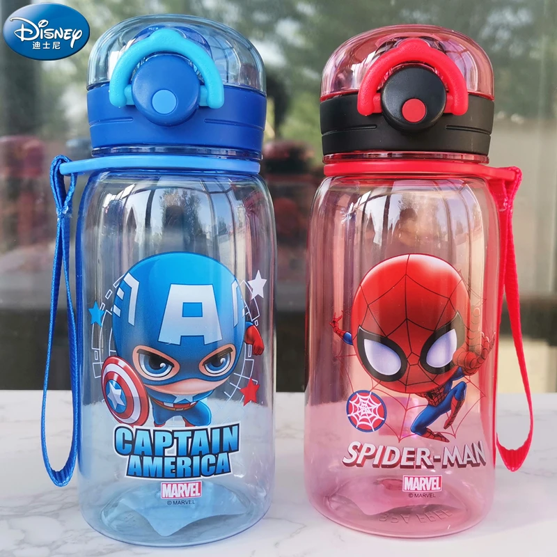 

DISNEY Mickey water bottle MARVEL Spider-Man baby Feeding cup with Straw & Spout Tritan Outdoor Travel drink ware for children