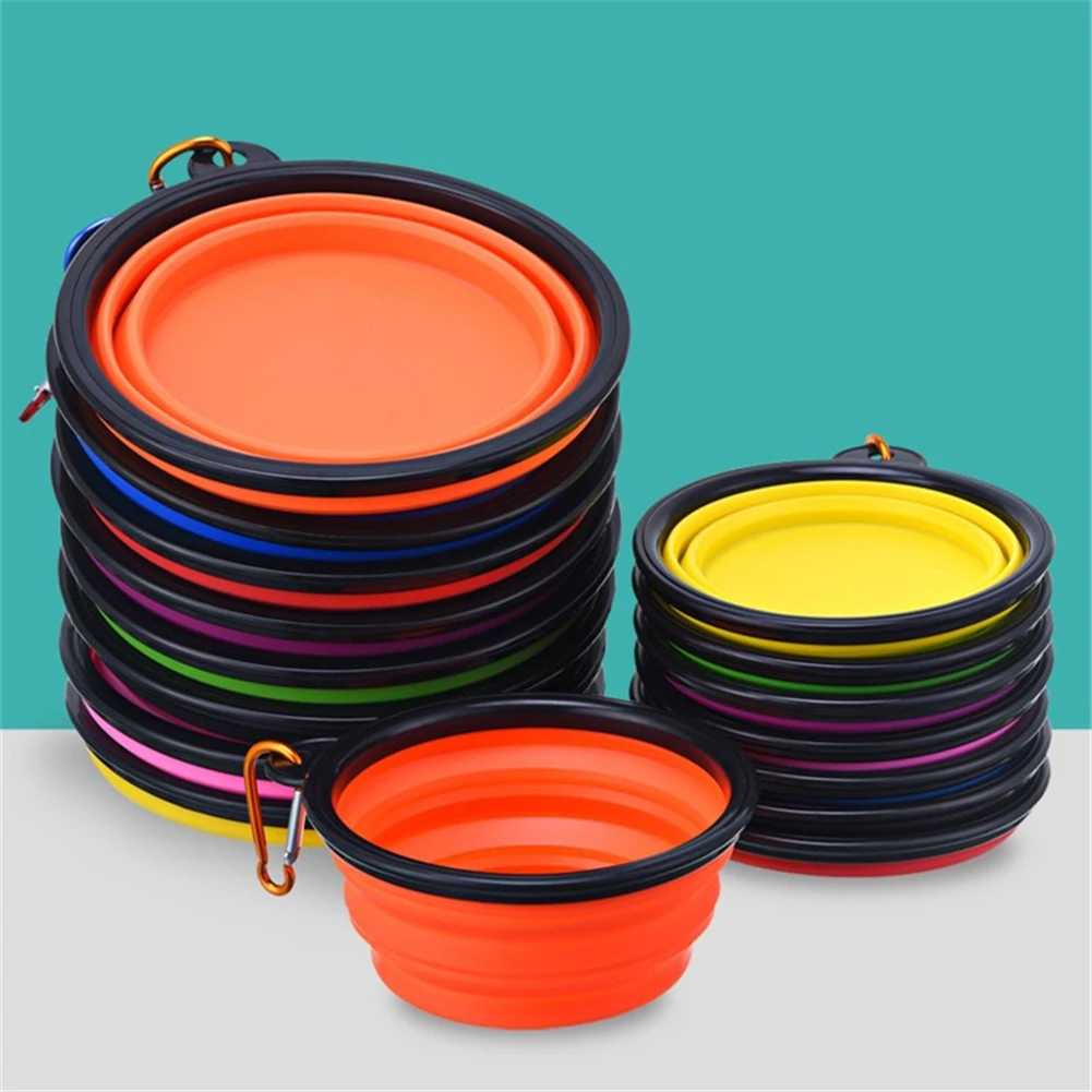 Dog Bowl Foldable Eco Firendly Silicone Pet Cat Dog Food Water Feeder Travel Portable Feeding Bowls Puppy Doggy Food Container