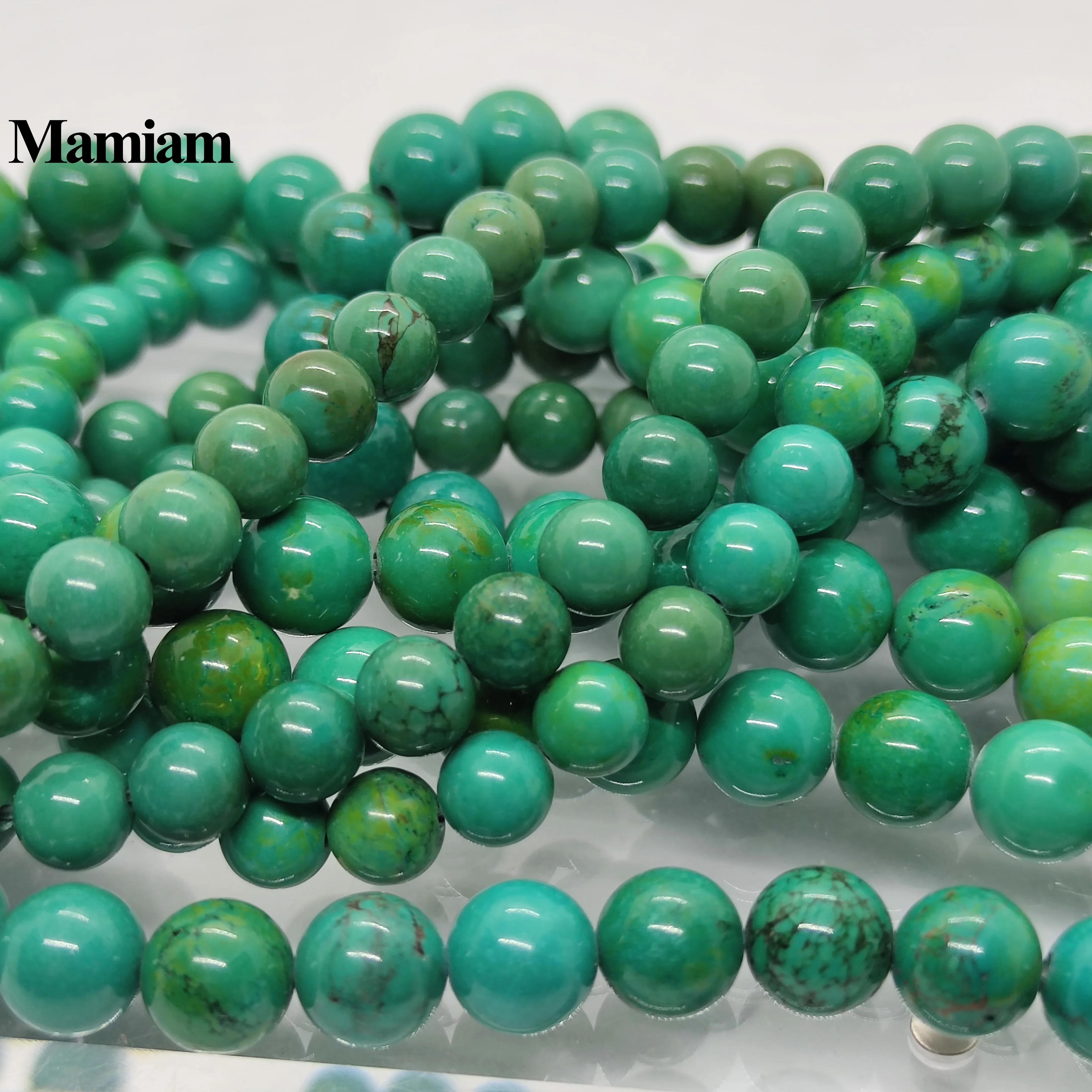 

Mamiam Genuine Smooth Round Stone Loose Dyed Green Turquoise 8mm Beads Diy Bracelet Necklace Jewelry Making Gemstone Gift Design