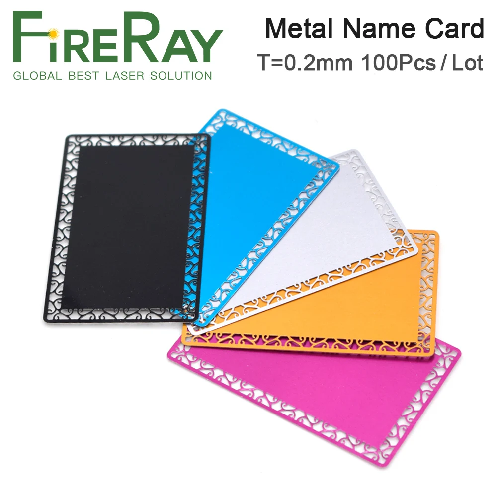 FireRay 100Pcs T=0.2mm Business Name Cards Multicolor Aluminium Alloy Metal Sheet Testing Material for Laser Marking Machine