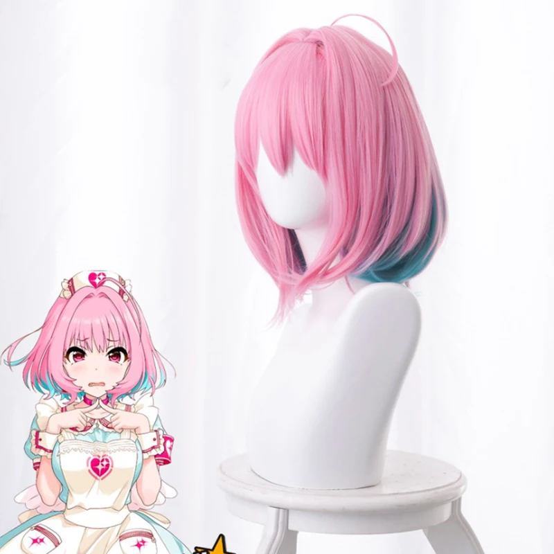 O idólm ster cosplay perucas yumemi riamu peruca cosplay resistente ao calor peruca sintética cabelo halloween carnaval perucas + peruca boné