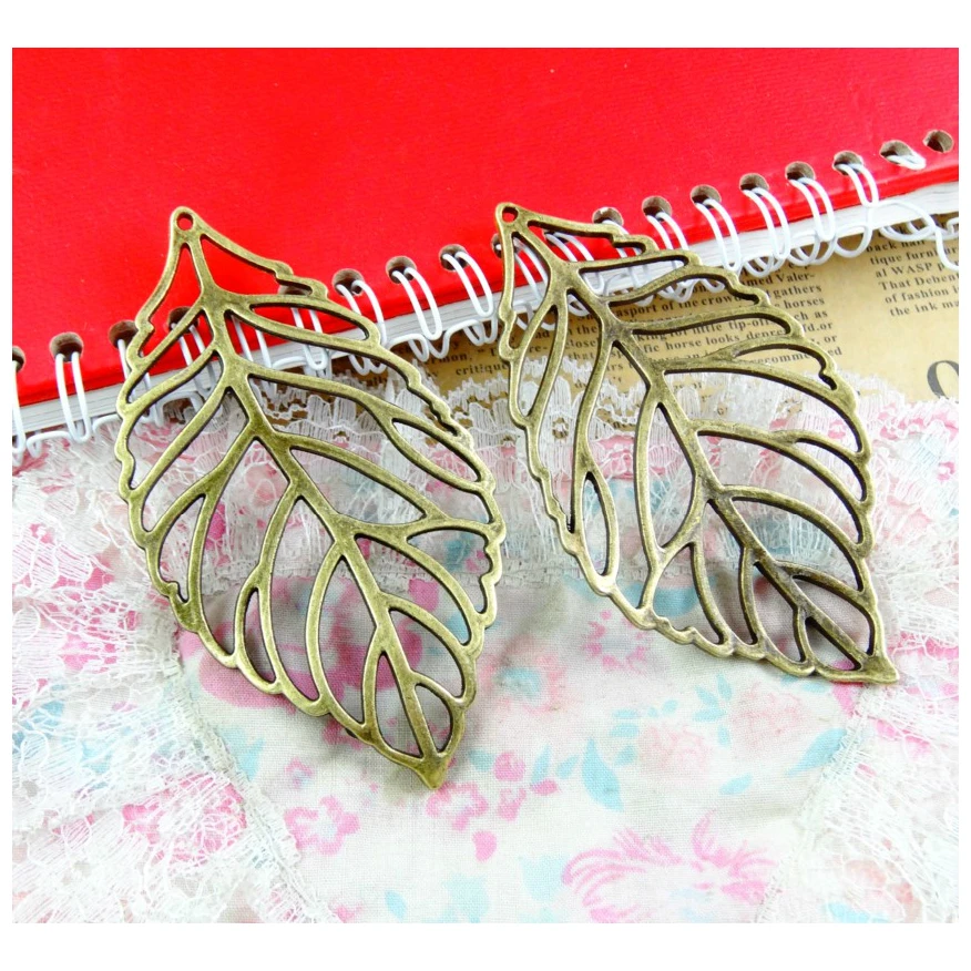 

5pcs Antique Bronze Plated tree leaf Charms Necklace Pendant Jewelry Making Handmade 94*52MM
