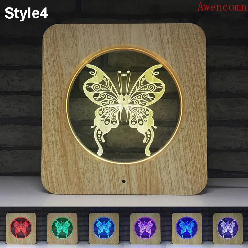 Butterfly Frame 3D LED ABS Plastic Night Light DIY Customized Lamp Table Lamp Kids Colors Gift Home Decor Dropshipping