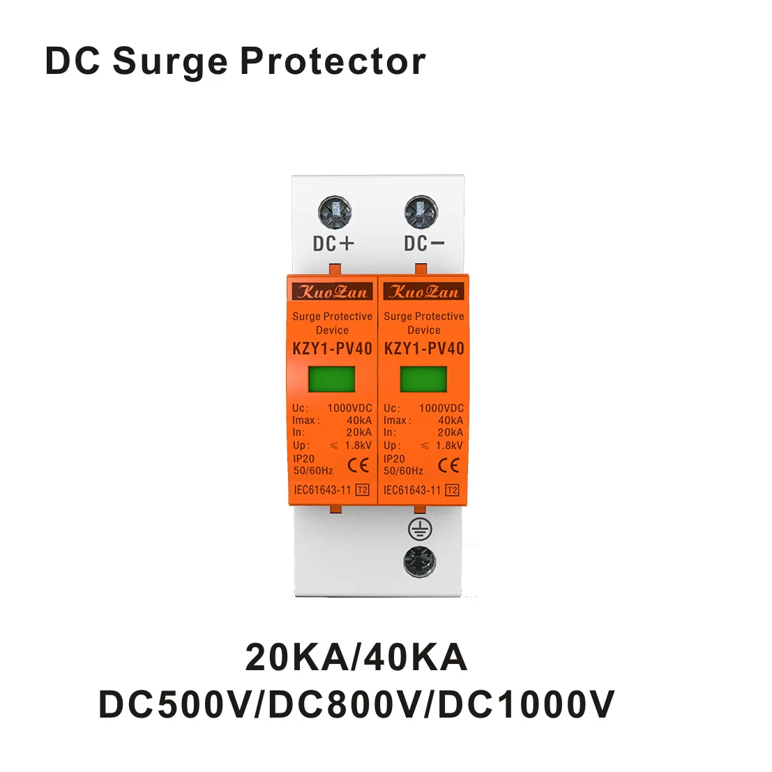 Photovoltaic Surge Protective Device  SPD DC500V 800V  2P 20KA~40KA Low-voltage Arrester House din rail  Photovoltaic Protector