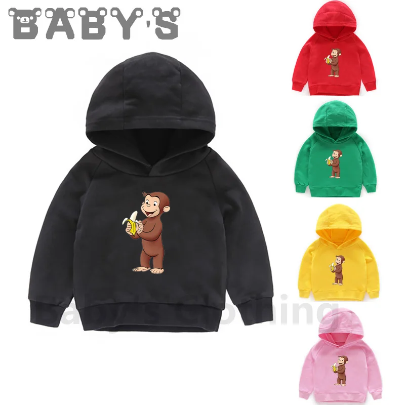 Children Hooded Hoodies Kids Curious George Monkey Cartoon Sweatshirts Baby Pullover Tops Girls Boys Funny Cute Clothes,KMT5266