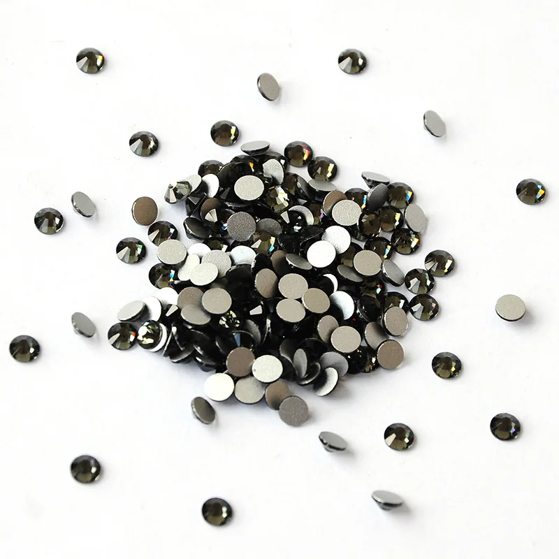 Black Diamond Color Flatback Glass Nail Rhinestones Mixed Sizes Nail Art Decoration Stones Shiny Gems Manicure Accessories