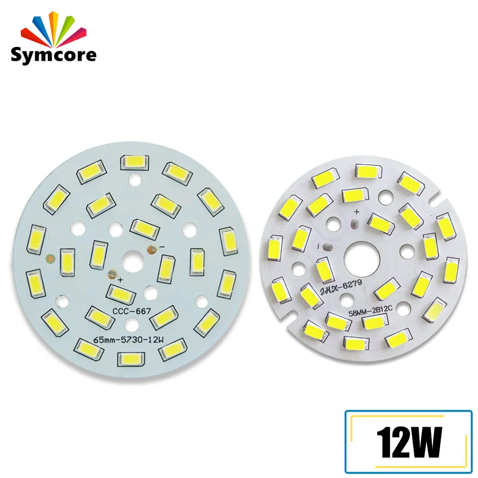 

5pcs/lot 12W 50mm 58mm 65mm 85mm 100mm SMD5730 Brightness Light Board Led Lamp Panel PCB With LED For Ceiling Light