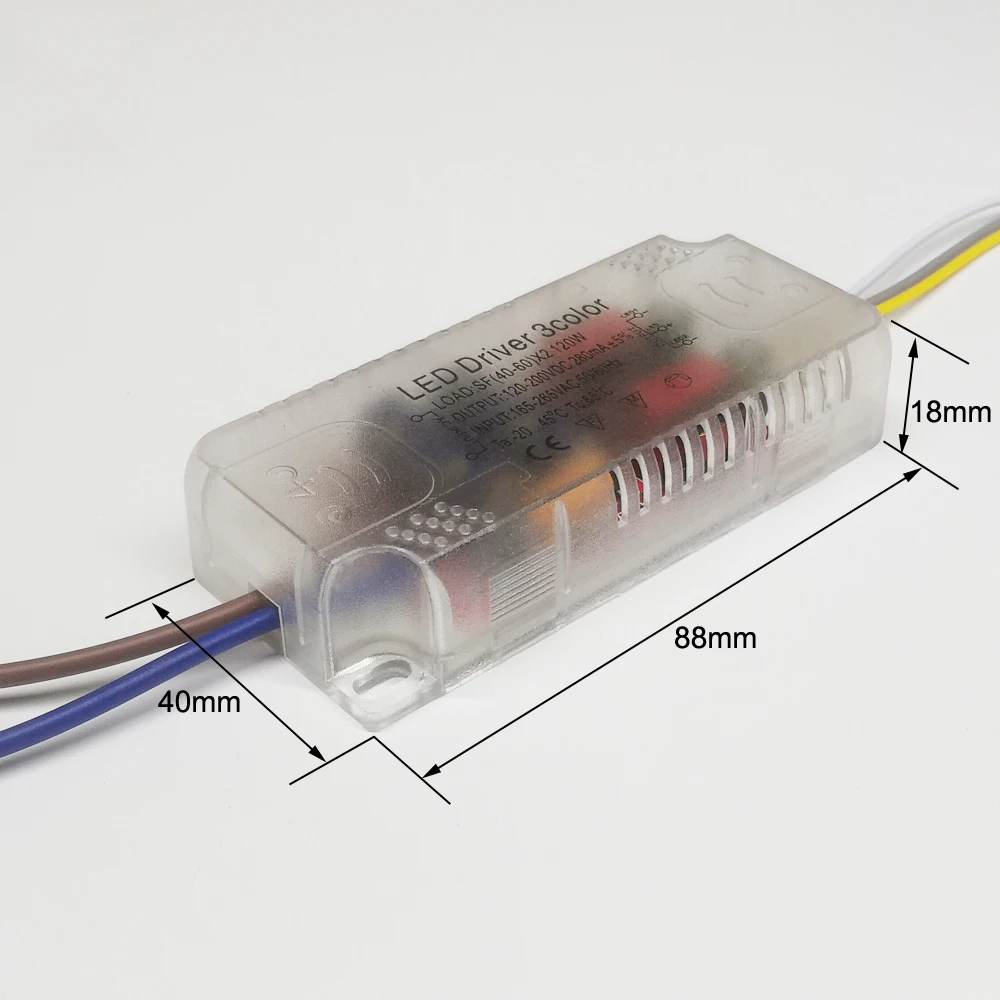 Infrared remote control LED driver 3 colors ceiling lamp transformer (40-60W)X2 input 165-265V output 120-200V 240mA