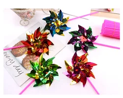 100 Pcs/Pack Colorful Sequins Windmill Toys Children Small Handmade DIY Plastic Wind Spinner Garden Decor Outdoor Toy Gift