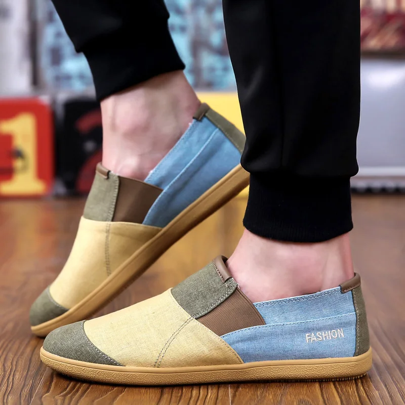 Fichames 2021 New Summer Fashion Splice Color Vulticolor Shoes Men Flat Loafers Casual Shoes 3 Colors