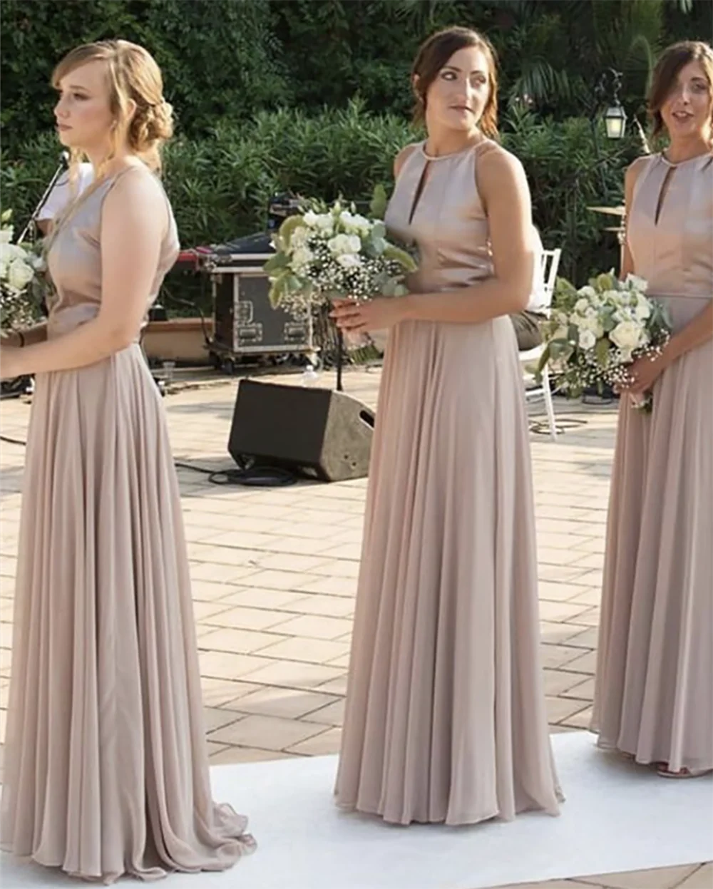 New  Women Formal Wedding Bridesmaid Dress Halter Sleeveless A-Line Floor Length Long Evening Party Gowns