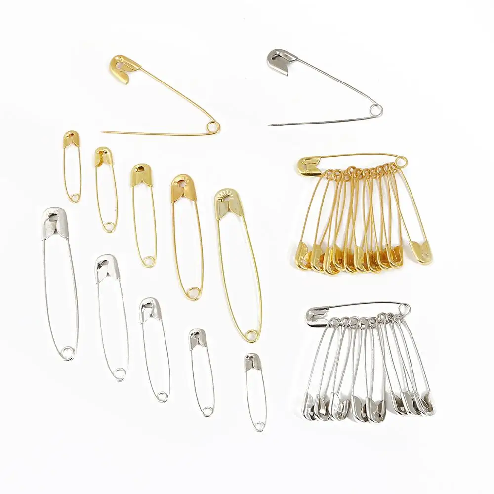 50pcs Gold Silver Iron Needles Large Safety Pin 27-55mm Small Brooch Sewing Tools For Apparel Clothes Tags Accessories Supplies