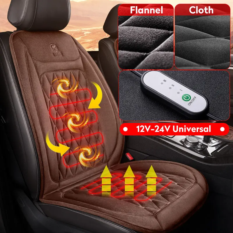 Heated Car Seat Cover 12-24V Universal Car Seat Heater 30'S Fast Heating Pad Thicken Car Heated Seat Cushion Warm Seat Protector