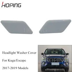Hoping Left Right Car Headlight Washer Nozzle Cover Cap For FORD For Kuga Escape 2017 2018 2019  HeadLamp Water Spray Jet Lid