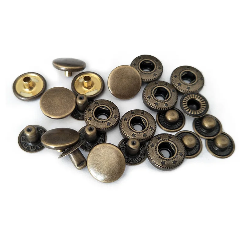 10 Sets 10-20mm Copper Material Four Buckle Pack Metal Press Studs Sewing Button Snap Fasteners Sewing Jeans Craft Clothes Bag