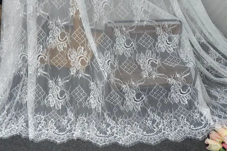 Tela DIY do laço da pestana para o vestido nupcial do casamento, roupa do bordado, acessórios do vestido, 1.5m x 3m pelo lote