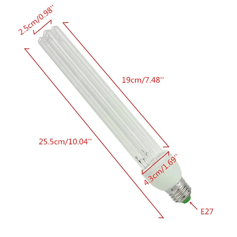 2PCS UV 오존 석 영 램프 20W 자외선 살균 조명 램프 홈 E27 Ultraviolets Terilization 램프 의료 Sterilizat