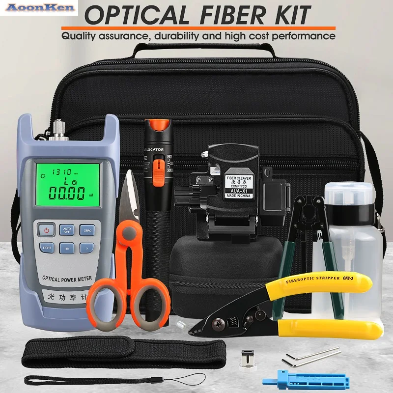 

16PCS/set FTTH Fiber Optic Tool Kit with New AUA-X1 Fiber Optical cutter and 10MW Visual Fault Locator Stripper Tool