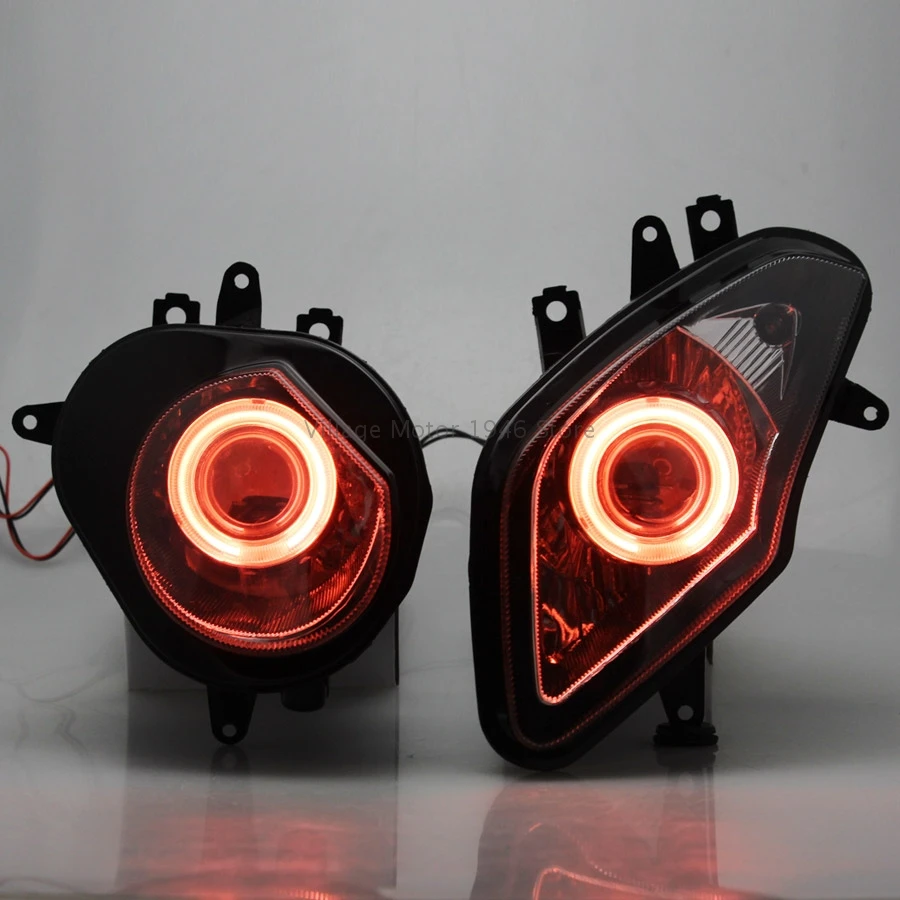 Motorcycle Custom HID  Projector Headlight Headlamp Assembly Orange Led Angel Eyes Head Lamp Fits For BMW S1000RR 2009-2014