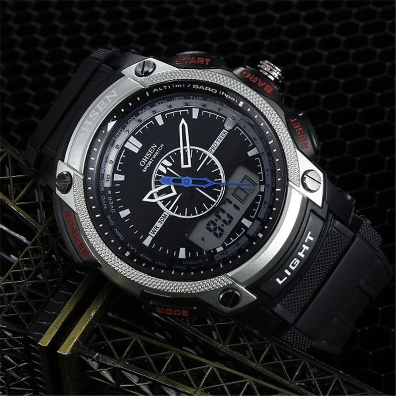 Ohsen Men Watches Men Sport Watches Rubber Band Quartz Wristwatches Fashion Casual Men Watches Relogio Masculino reloj hombre