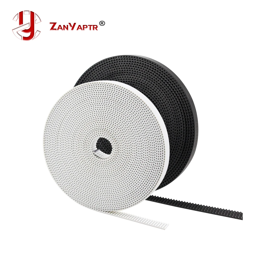 PU with Steel Core GT2 Belt Black/ White Color 2GT Timing Belt 6mm Width 2M a Pack for 3d printer