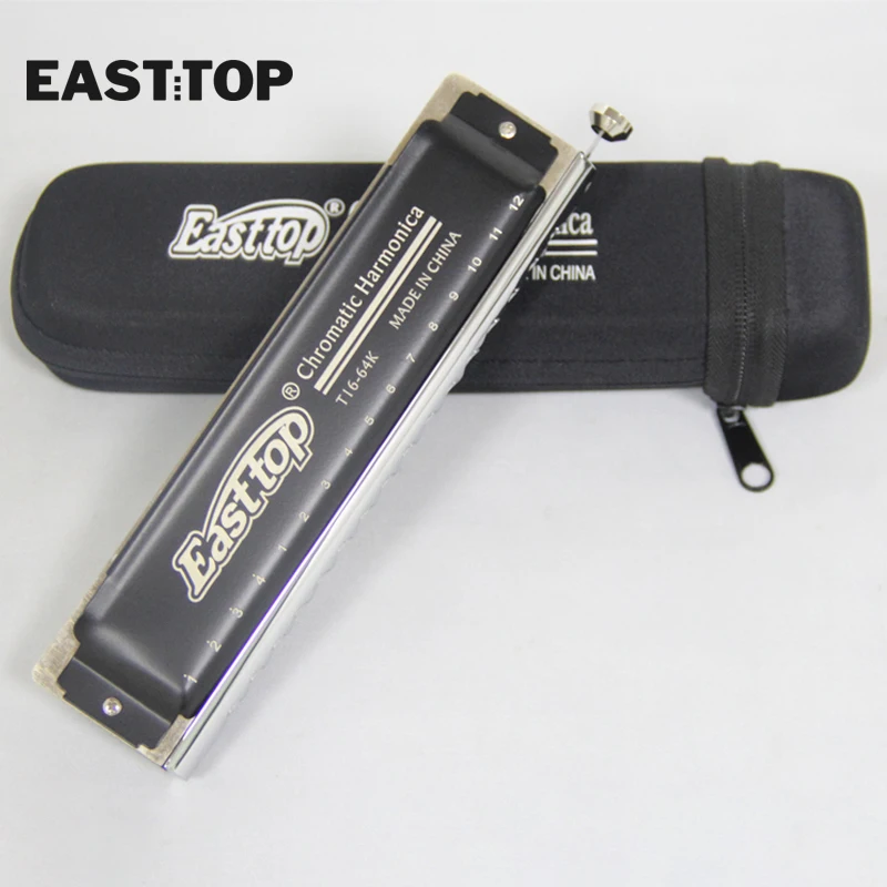 

EASTTOP 16 Hole 64 Tone Chromatic Harmonica T16-64K ABS Comb Black color High Quality Musical Instrument