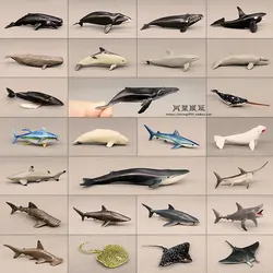 Miniature Sea World Fishes Model Great White Shark Blue Whale Dolphin Oceans Animals Figurines Decoration Fish Tank Accessories